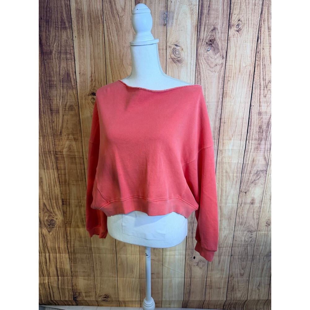 Sundry Off The Shoulder Dolman Sleeved Cropped Coral Sweatshirt Women's Size 1